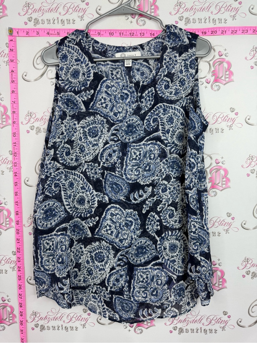 Cristina B tank top Navy Paisley Sleeveless Camisole